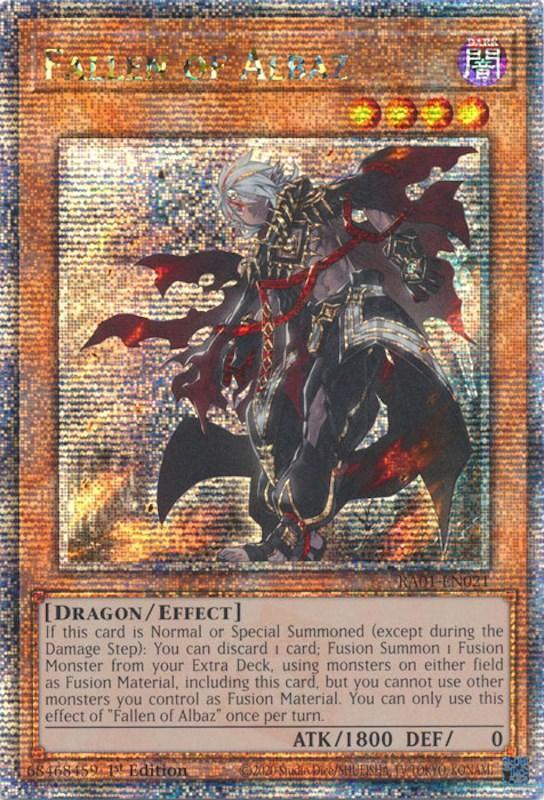 1st Edition, Dark, Dragon, Effect Monster, Quarter Century Secret Rare, Rarity Collection (25th Anniversary Edition) Fallen of Albaz [RA01-EN021] Quarter Century Secret Rare - Trading Card World