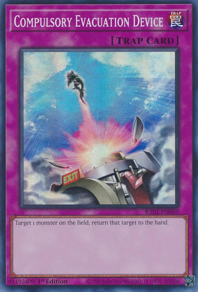 1st Edition, Normal Trap, Rarity Collection (25th Anniversary Edition), Super Rare, Trap Compulsory Evacuation Device [RA01-EN069] Super Rare - Trading Card World