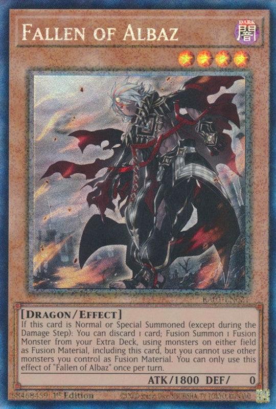 1st Edition, Dark, Dragon, Effect Monster, Prismatic Collector's Rare, Rarity Collection (25th Anniversary Edition) Fallen of Albaz [RA01-EN021] Prismatic Collector's Rare - Trading Card World