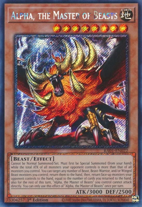 1st Edition, Beast, Earth, Effect Monster, Platinum Secret Rare, Rarity Collection (25th Anniversary Edition) Alpha, the Master of Beasts [RA01-EN022] Platinum Secret Rare - Trading Card World