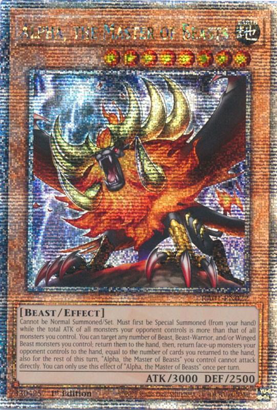 1st Edition, Beast, Earth, Effect Monster, Quarter Century Secret Rare, Rarity Collection (25th Anniversary Edition) Alpha, the Master of Beasts [RA01-EN022] Quarter Century Secret Rare - Trading Card World