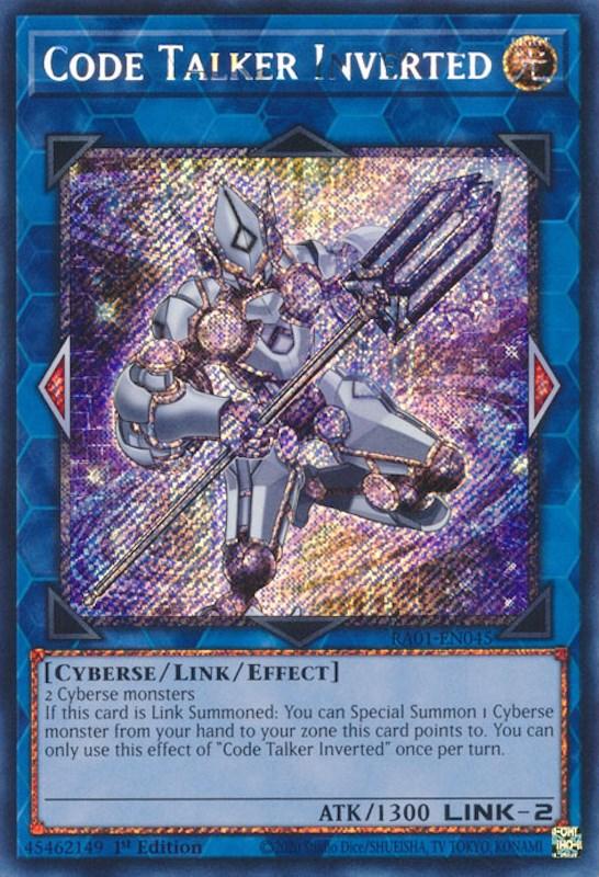 1st Edition, Cyberse, Light, Link/Effect Monster, Platinum Secret Rare, Rarity Collection (25th Anniversary Edition) Code Talker Inverted [RA01-EN045] Platinum Secret Rare - Trading Card World