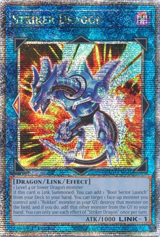 1st Edition, Dark, Dragon, Link/Effect Monster, Quarter Century Secret Rare, Rarity Collection (25th Anniversary Edition) Striker Dragon [RA01-EN046] Quarter Century Secret Rare - Trading Card World