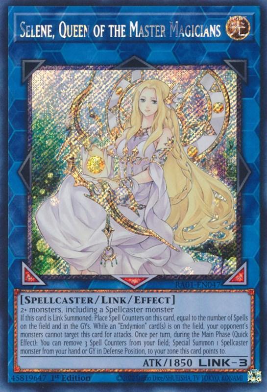 1st Edition, Light, Link/Effect Monster, Platinum Secret Rare, Rarity Collection (25th Anniversary Edition), Spellcaster Selene, Queen of the Master Magicians [RA01-EN047] Platinum Secret Rare - Trading Card World