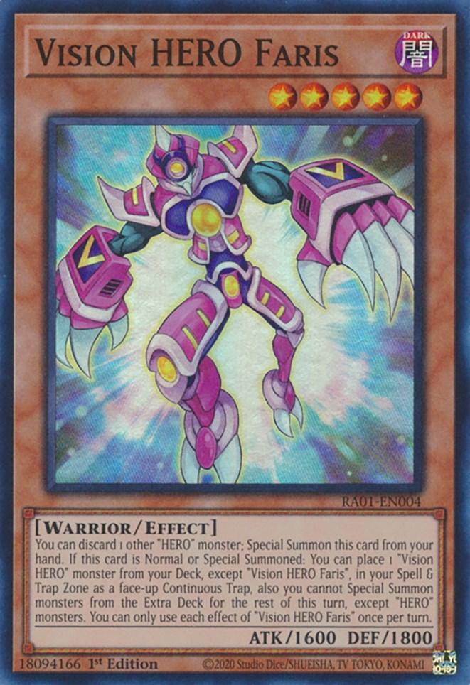 1st Edition, Dark, Effect Monster, Rarity Collection (25th Anniversary Edition), Super Rare, Warrior Vision HERO Faris [RA01-EN004] Super Rare - Trading Card World