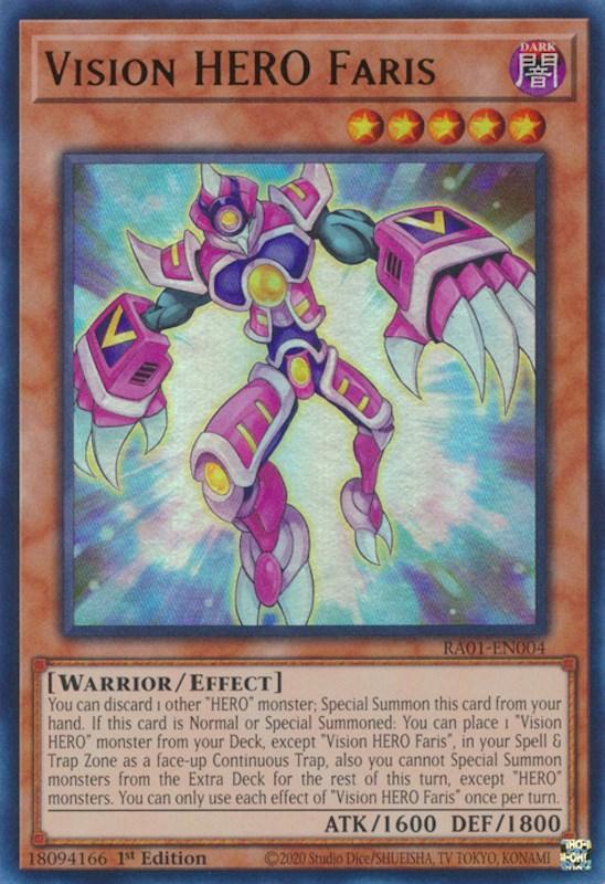 1st Edition, Dark, Effect Monster, Rarity Collection (25th Anniversary Edition), Ultra Rare, Warrior Vision HERO Faris [RA01-EN004] Ultra Rare - Trading Card World