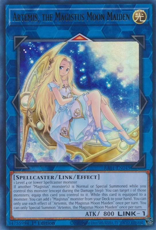 1st Edition, Light, Link/Effect Monster, Rarity Collection (25th Anniversary Edition), Spellcaster, Ultra Rare Artemis, the Magistus Moon Maiden [RA01-EN049] Ultra Rare - Trading Card World