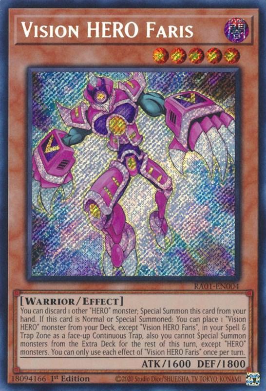 1st Edition, Dark, Effect Monster, Rarity Collection (25th Anniversary Edition), Secret Rare, Warrior Vision HERO Faris [RA01-EN004] Secret Rare - Trading Card World
