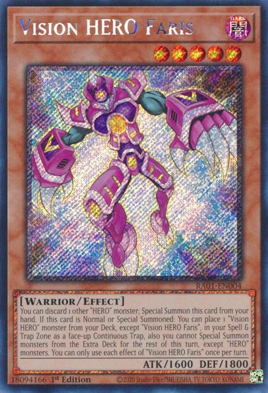 1st Edition, Dark, Effect Monster, Platinum Secret Rare, Rarity Collection (25th Anniversary Edition), Warrior Vision HERO Faris [RA01-EN004] Platinum Secret Rare - Trading Card World