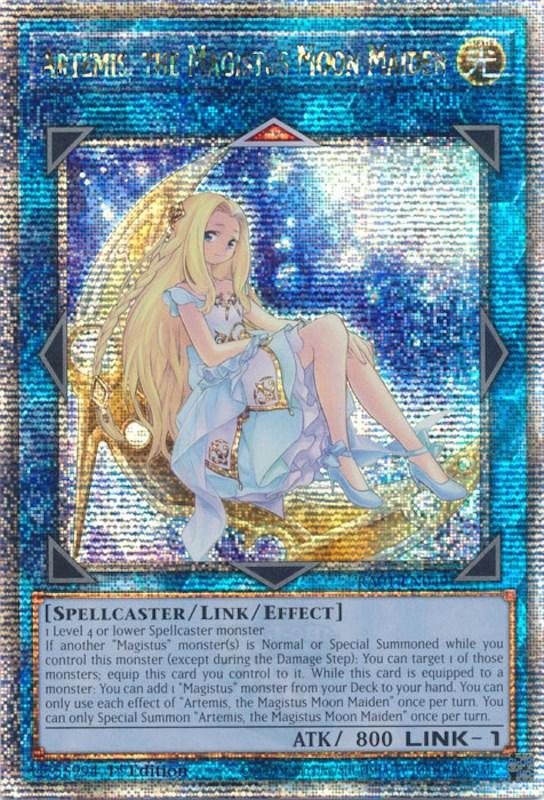 1st Edition, Light, Link/Effect Monster, Quarter Century Secret Rare, Rarity Collection (25th Anniversary Edition), Spellcaster Artemis, the Magistus Moon Maiden [RA01-EN049] Quarter Century Secret Rare - Trading Card World