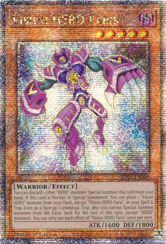 1st Edition, Dark, Effect Monster, Quarter Century Secret Rare, Rarity Collection (25th Anniversary Edition), Warrior Vision HERO Faris [RA01-EN004] Quarter Century Secret Rare - Trading Card World