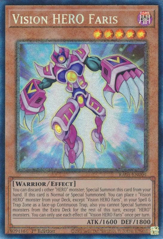 1st Edition, Dark, Effect Monster, Prismatic Collector's Rare, Rarity Collection (25th Anniversary Edition), Warrior Vision HERO Faris [RA01-EN004] Prismatic Collector's Rare - Trading Card World