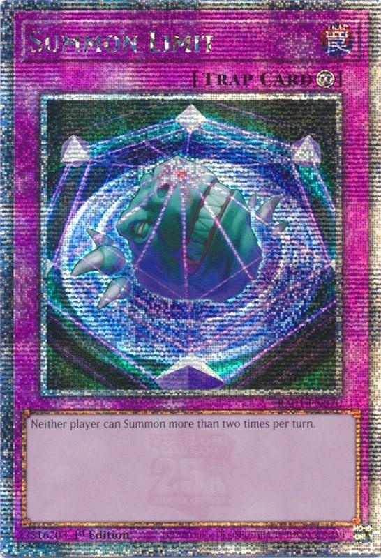 1st Edition, Continuous Trap, Quarter Century Secret Rare, Rarity Collection (25th Anniversary Edition), Trap Summon Limit [RA01-EN070] Quarter Century Secret Rare - Trading Card World