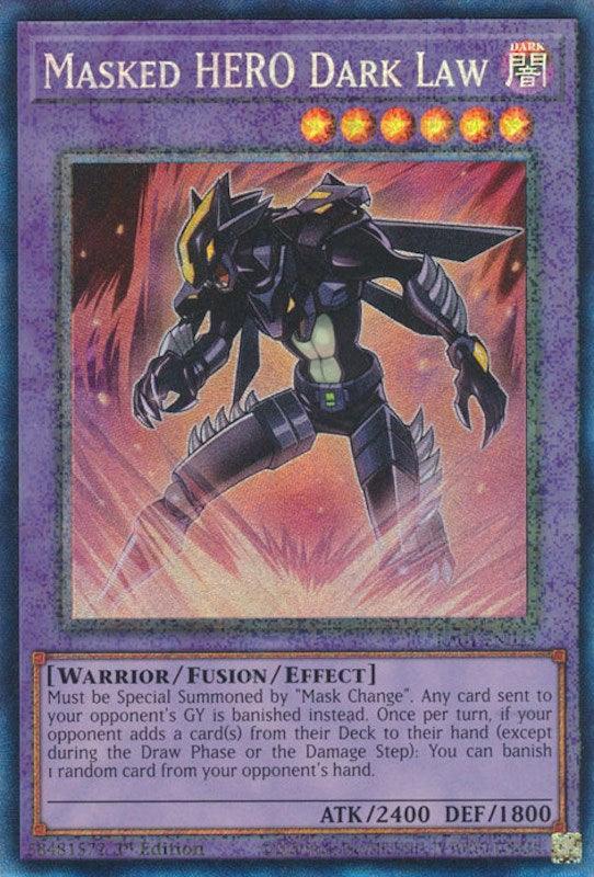 1st Edition, Dark, Fusion/Effect Monster, Prismatic Collector's Rare, Rarity Collection (25th Anniversary Edition), Warrior Masked HERO Dark Law [RA01-EN025] Prismatic Collector's Rare - Trading Card World