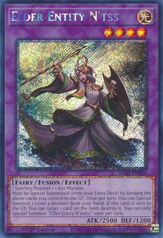 1st Edition, Effect Fusion Monster, Fairy, Light, Platinum Secret Rare, Rarity Collection (25th Anniversary Edition) Elder Entity N'tss [RA01-EN026] Platinum Secret Rare - Trading Card World