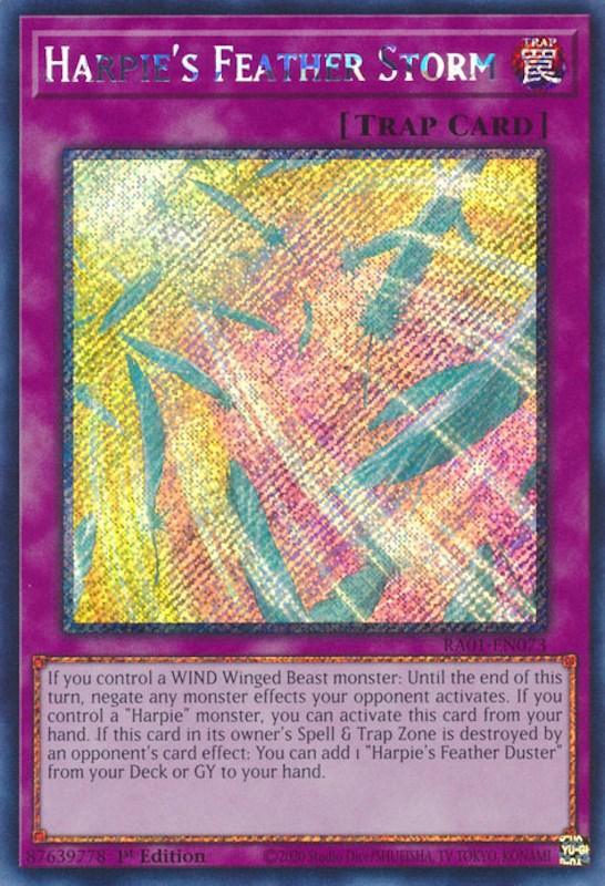 1st Edition, Normal Trap, Platinum Secret Rare, Rarity Collection (25th Anniversary Edition), Trap Harpie's Feather Storm [RA01-EN073] Platinum Secret Rare - Trading Card World