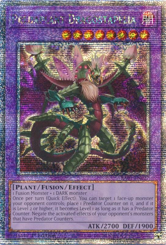 1st Edition, Dark, Fusion/Effect Monster, Plant, Quarter Century Secret Rare, Rarity Collection (25th Anniversary Edition) Predaplant Dragostapelia [RA01-EN027] Quarter Century Secret Rare - Trading Card World