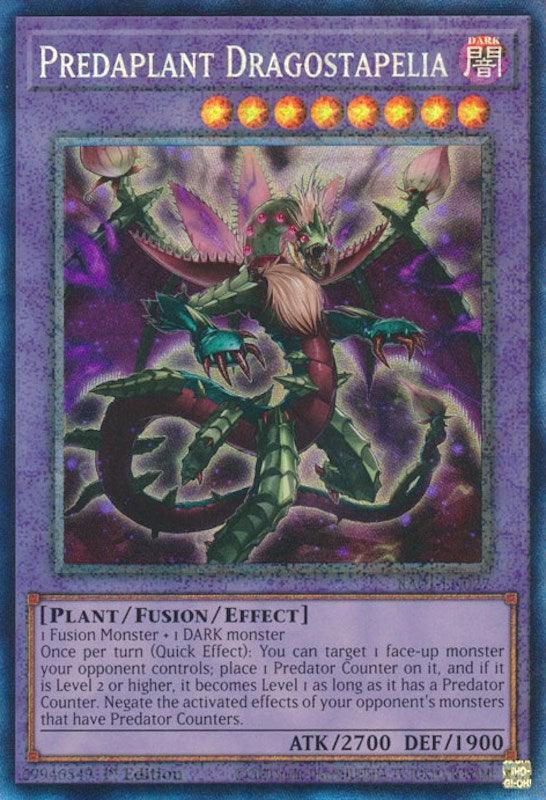 1st Edition, Dark, Fusion/Effect Monster, Plant, Prismatic Collector's Rare, Rarity Collection (25th Anniversary Edition) Predaplant Dragostapelia [RA01-EN027] Prismatic Collector's Rare - Trading Card World
