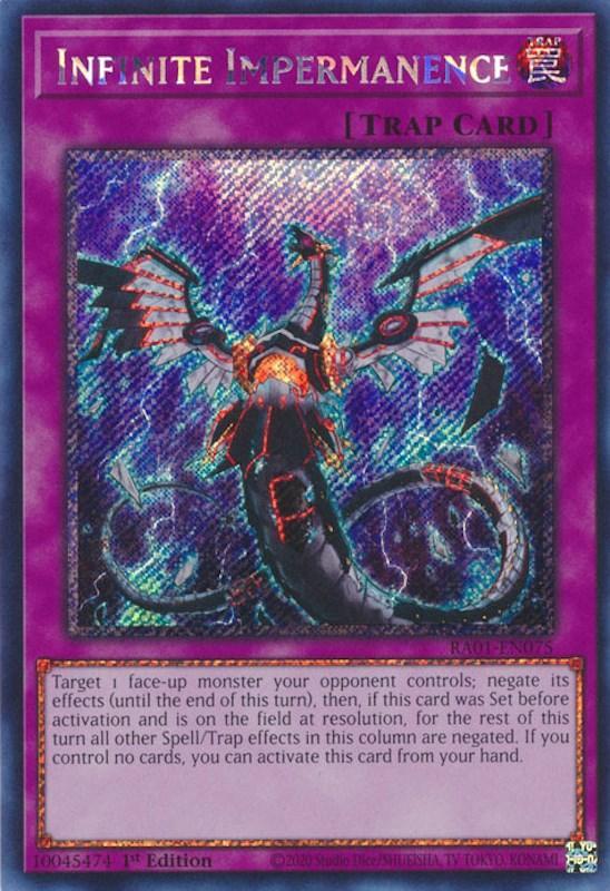 1st Edition, Normal Trap, Platinum Secret Rare, Rarity Collection (25th Anniversary Edition), Trap Infinite Impermanence [RA01-EN075] Platinum Secret Rare - Trading Card World