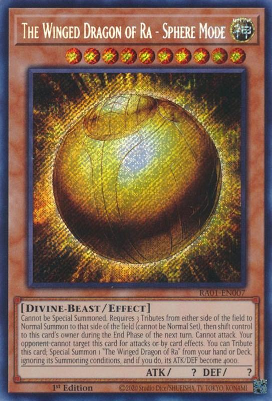1st Edition, Divine, Divine-Beast, Effect Monster, Rarity Collection (25th Anniversary Edition), Secret Rare The Winged Dragon of Ra - Sphere Mode [RA01-EN007] Secret Rare - Trading Card World