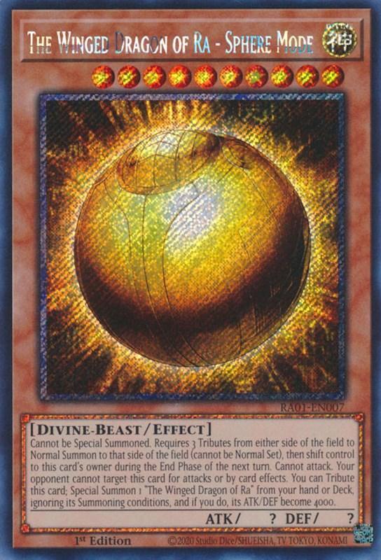 1st Edition, Divine, Divine-Beast, Effect Monster, Platinum Secret Rare, Rarity Collection (25th Anniversary Edition) The Winged Dragon of Ra - Sphere Mode [RA01-EN007] Platinum Secret Rare - Trading Card World