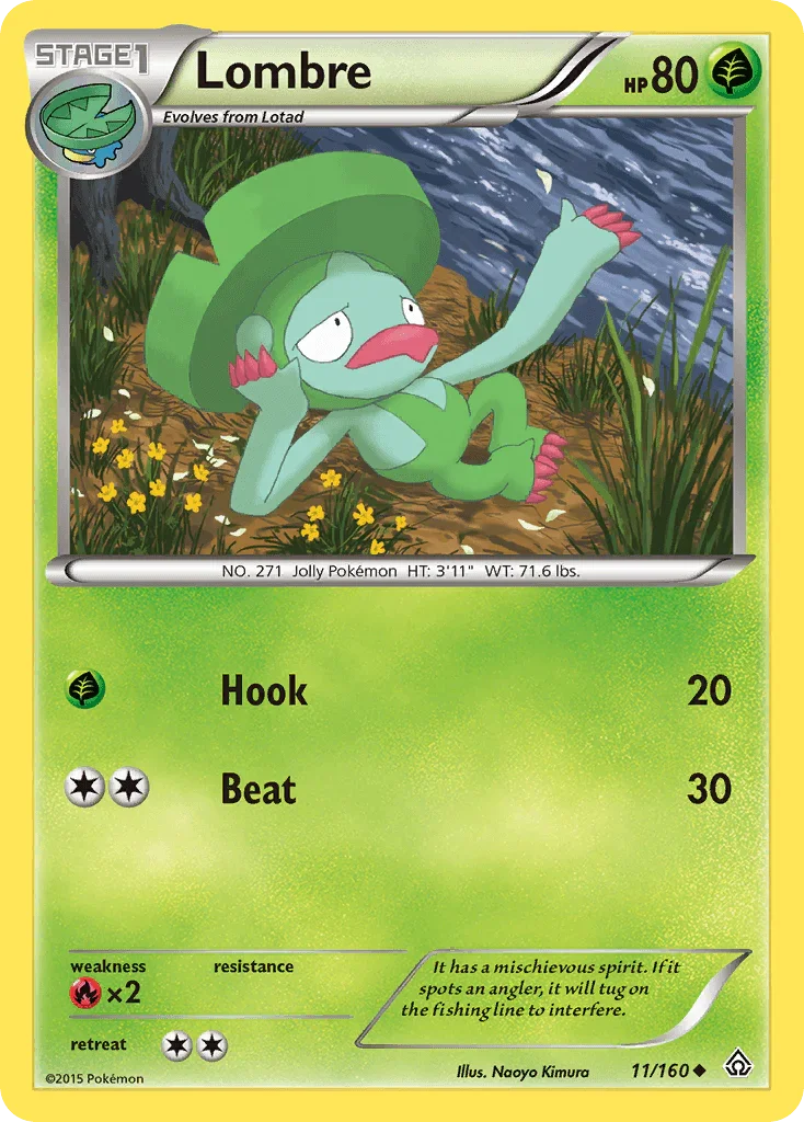 11, Fire[×2], Grass, Normal, Reverse Holofoil, Uncommon, XY: Primal Clash Lombre (11/160) [XY: Primal Clash] - Trading Card World
