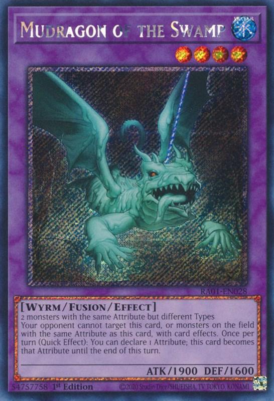 1st Edition, Fusion/Effect Monster, Platinum Secret Rare, Rarity Collection (25th Anniversary Edition), Water, Wyrm Mudragon of the Swamp [RA01-EN028] Platinum Secret Rare - Trading Card World