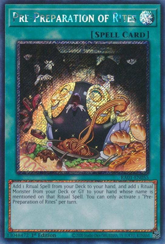 1st Edition, Normal Spell, Platinum Secret Rare, Rarity Collection (25th Anniversary Edition), Spell Pre-Preparation of Rites [RA01-EN055] Platinum Secret Rare - Trading Card World