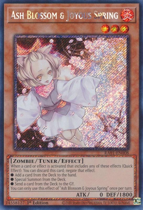1st Edition, Fire, Platinum Secret Rare, Rarity Collection (25th Anniversary Edition), Tuner/Effect Monster, Zombie Ash Blossom & Joyous Spring [RA01-EN008] Platinum Secret Rare - Trading Card World