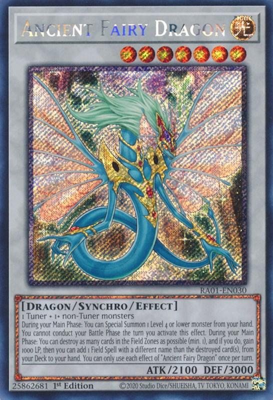 1st Edition, Dragon, Light, Platinum Secret Rare, Rarity Collection (25th Anniversary Edition), Synchro/Effect Monster Ancient Fairy Dragon [RA01-EN030] Platinum Secret Rare - Trading Card World
