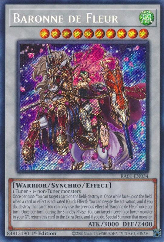 1st Edition, Rarity Collection (25th Anniversary Edition), Secret Rare, Synchro/Effect Monster, Warrior, Wind Baronne de Fleur [RA01-EN034] Secret Rare - Trading Card World