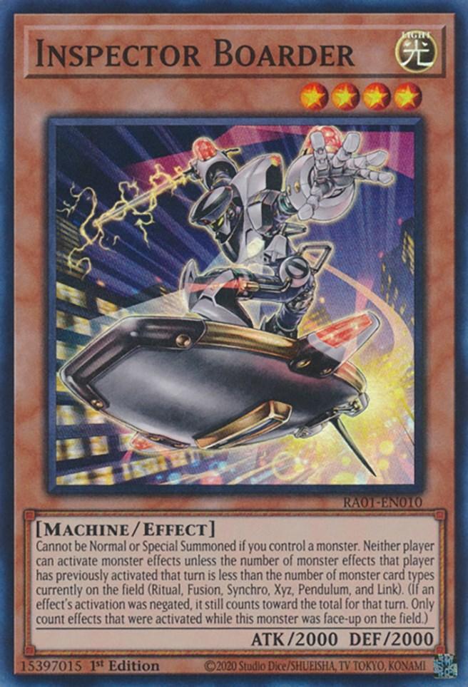 1st Edition, Effect Monster, Light, Machine, Rarity Collection (25th Anniversary Edition), Super Rare Inspector Boarder [RA01-EN010] Super Rare - Trading Card World