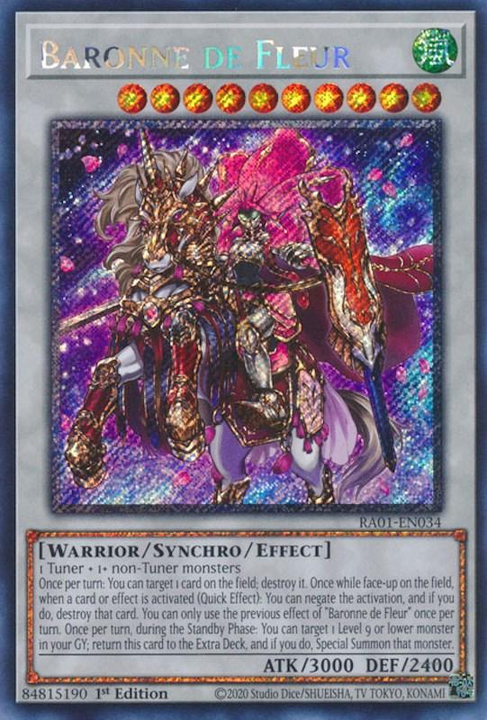 1st Edition, Platinum Secret Rare, Rarity Collection (25th Anniversary Edition), Synchro/Effect Monster, Warrior, Wind Baronne de Fleur [RA01-EN034] Platinum Secret Rare - Trading Card World