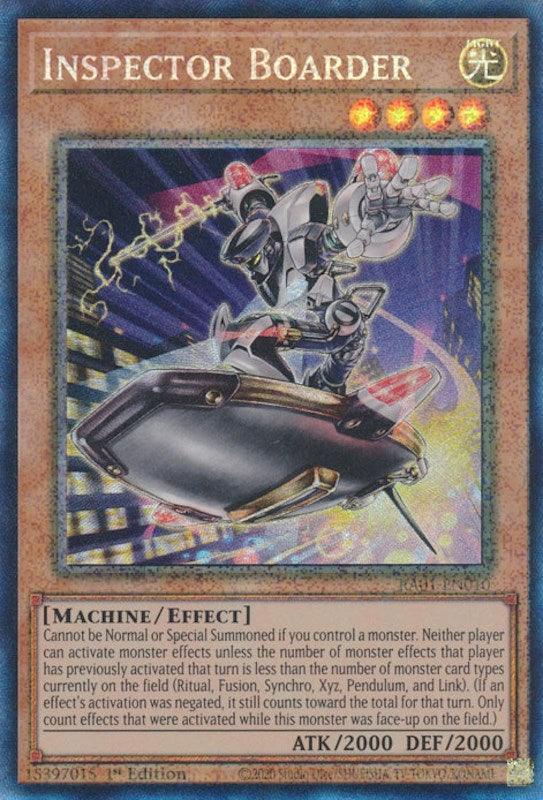 1st Edition, Effect Monster, Light, Machine, Prismatic Collector's Rare, Rarity Collection (25th Anniversary Edition) Inspector Boarder [RA01-EN010] Prismatic Collector's Rare - Trading Card World