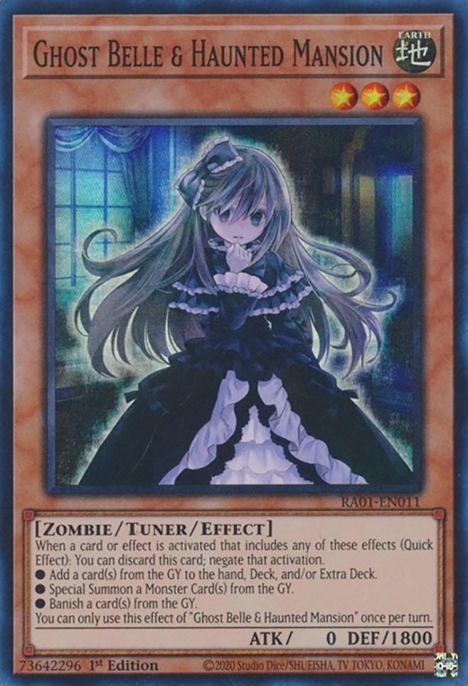 1st Edition, Earth, Rarity Collection (25th Anniversary Edition), Super Rare, Tuner/Effect Monster, Zombie Ghost Belle & Haunted Mansion [RA01-EN011] Super Rare - Trading Card World
