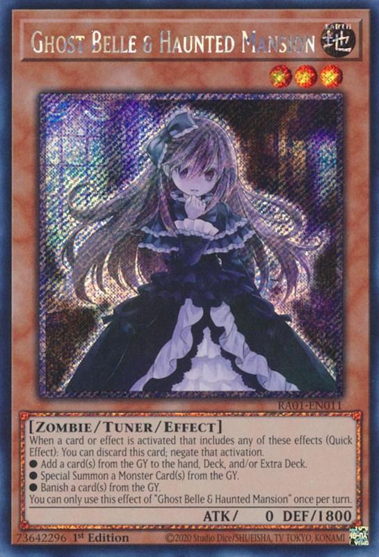 1st Edition, Earth, Platinum Secret Rare, Rarity Collection (25th Anniversary Edition), Tuner/Effect Monster, Zombie Ghost Belle & Haunted Mansion [RA01-EN011] Platinum Secret Rare - Trading Card World
