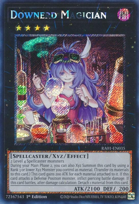 1st Edition, Dark, Platinum Secret Rare, Rarity Collection (25th Anniversary Edition), Spellcaster, Xyz/Effect Monster Downerd Magician [RA01-EN035] Platinum Secret Rare - Trading Card World