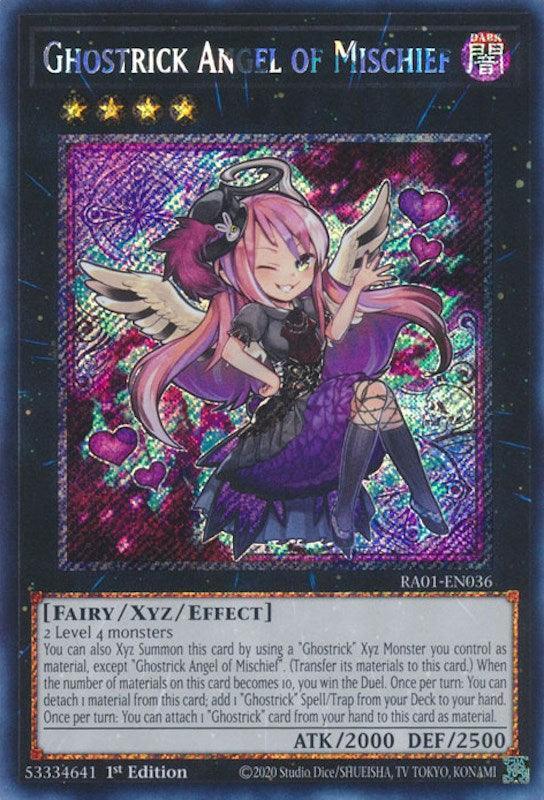 1st Edition, Dark, Fairy, Platinum Secret Rare, Rarity Collection (25th Anniversary Edition), Xyz/Effect Monster Ghostrick Angel of Mischief [RA01-EN036] Platinum Secret Rare - Trading Card World