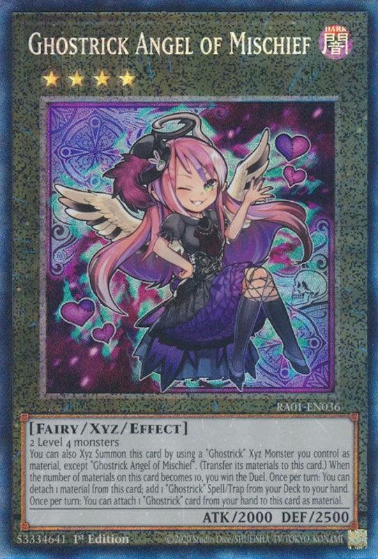 1st Edition, Dark, Fairy, Prismatic Collector's Rare, Rarity Collection (25th Anniversary Edition), Xyz/Effect Monster Ghostrick Angel of Mischief [RA01-EN036] Prismatic Collector's Rare - Trading Card World