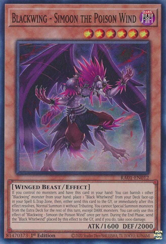 1st Edition, Dark, Effect Monster, Rarity Collection (25th Anniversary Edition), Super Rare, Winged Beast Blackwing - Simoon the Poison Wind [RA01-EN012] Super Rare - Trading Card World