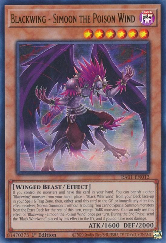 1st Edition, Dark, Effect Monster, Rarity Collection (25th Anniversary Edition), Ultra Rare, Winged Beast Blackwing - Simoon the Poison Wind [RA01-EN012] Ultra Rare - Trading Card World