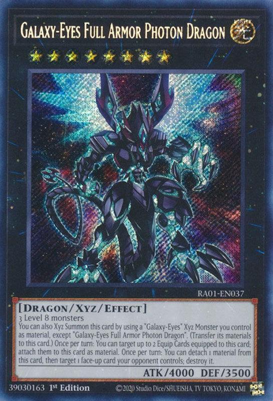 1st Edition, Dragon, Light, Rarity Collection (25th Anniversary Edition), Secret Rare, Xyz/Effect Monster Galaxy-Eyes Full Armor Photon Dragon [RA01-EN037] Secret Rare - Trading Card World