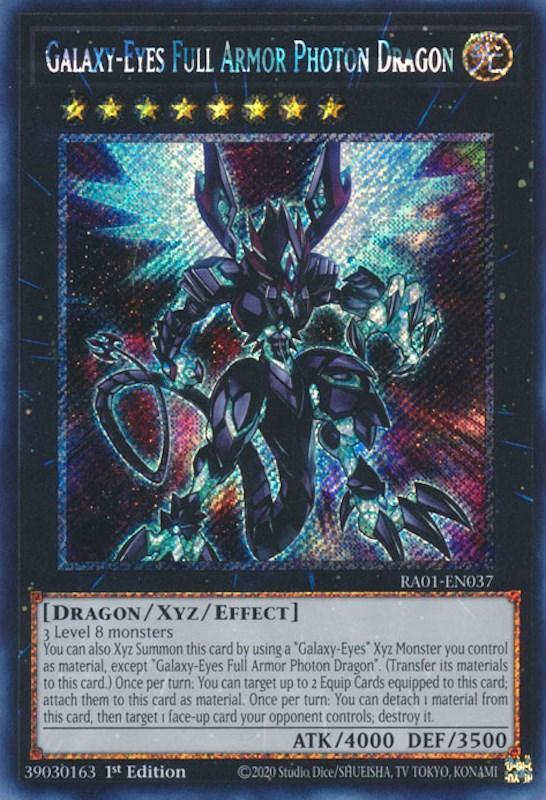 1st Edition, Dragon, Light, Platinum Secret Rare, Rarity Collection (25th Anniversary Edition), Xyz/Effect Monster Galaxy-Eyes Full Armor Photon Dragon [RA01-EN037] Platinum Secret Rare - Trading Card World