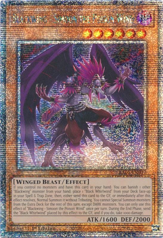 1st Edition, Dark, Effect Monster, Quarter Century Secret Rare, Rarity Collection (25th Anniversary Edition), Winged Beast Blackwing - Simoon the Poison Wind [RA01-EN012] Quarter Century Secret Rare - Trading Card World