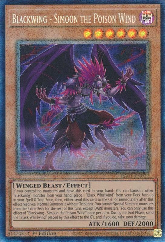 1st Edition, Dark, Effect Monster, Prismatic Collector's Rare, Rarity Collection (25th Anniversary Edition), Winged Beast Blackwing - Simoon the Poison Wind [RA01-EN012] Prismatic Collector's Rare - Trading Card World