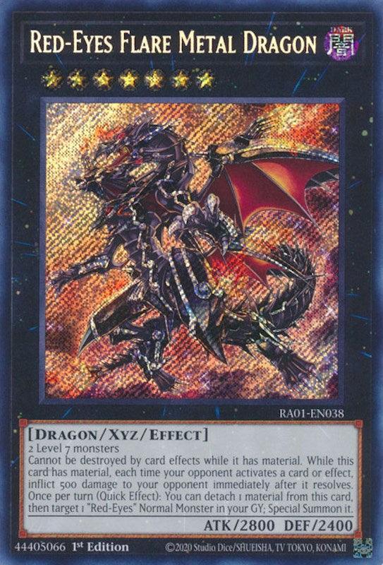 1st Edition, Dark, Dragon, Rarity Collection (25th Anniversary Edition), Secret Rare, Xyz/Effect Monster Red-Eyes Flare Metal Dragon [RA01-EN038] Secret Rare - Trading Card World