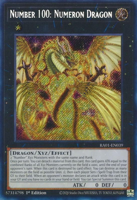 1st Edition, Dragon, Light, Rarity Collection (25th Anniversary Edition), Secret Rare, Xyz/Effect Monster Number 100: Numeron Dragon [RA01-EN039] Secret Rare - Trading Card World