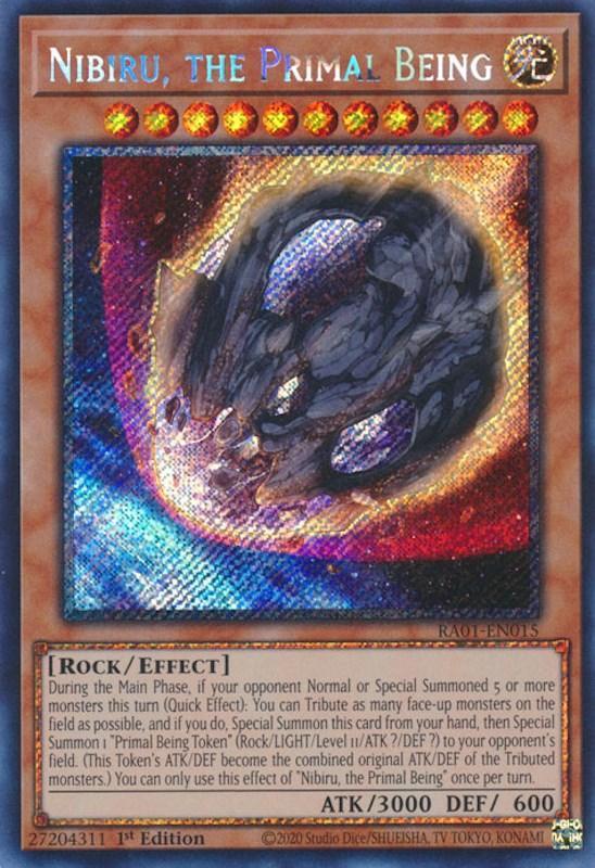 1st Edition, Effect Monster, Light, Platinum Secret Rare, Rarity Collection (25th Anniversary Edition), Rock Nibiru, the Primal Being [RA01-EN015] Platinum Secret Rare - Trading Card World