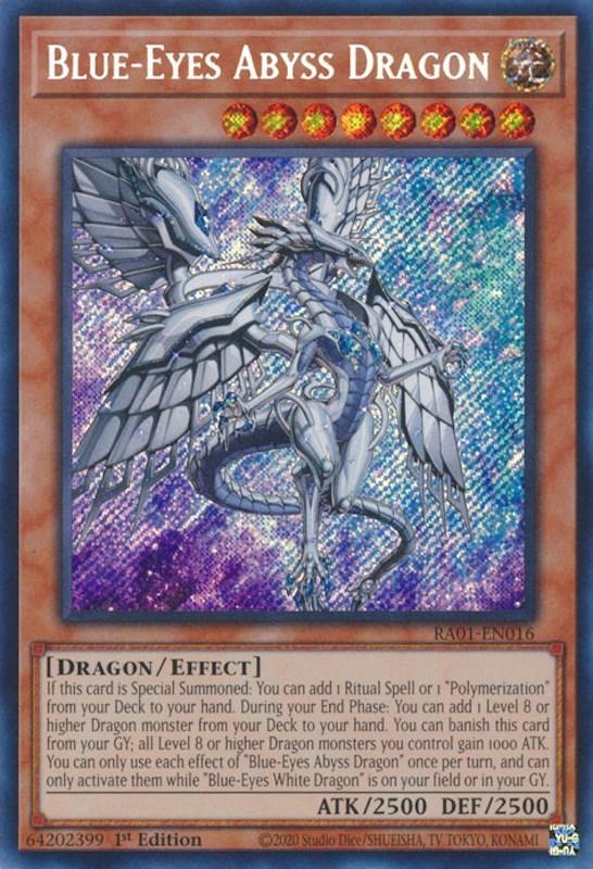 1st Edition, Dragon, Effect Monster, Light, Rarity Collection (25th Anniversary Edition), Secret Rare Blue-Eyes Abyss Dragon [RA01-EN016] Secret Rare - Trading Card World