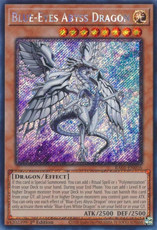 1st Edition, Dragon, Effect Monster, Light, Platinum Secret Rare, Rarity Collection (25th Anniversary Edition) Blue-Eyes Abyss Dragon [RA01-EN016] Platinum Secret Rare - Trading Card World